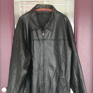 Men’s Black 3XL Leather Zip Up Coat 27”c 27”s 36”l